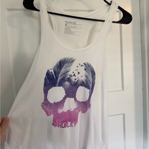 Hurley White Tank Top with Purple Design